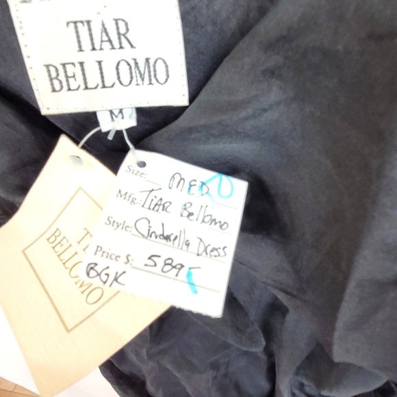 NWT Tiar Bellomo M Black Cinderella Dress Wedding Silk Chiffon Wednesday Addams - Picture 10 of 10